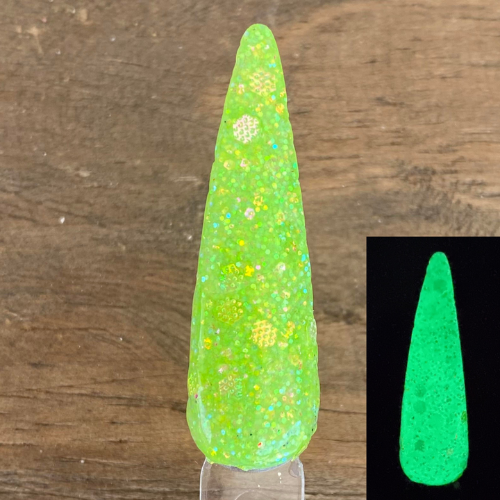 Toxic green glow dip powder for halloween! 